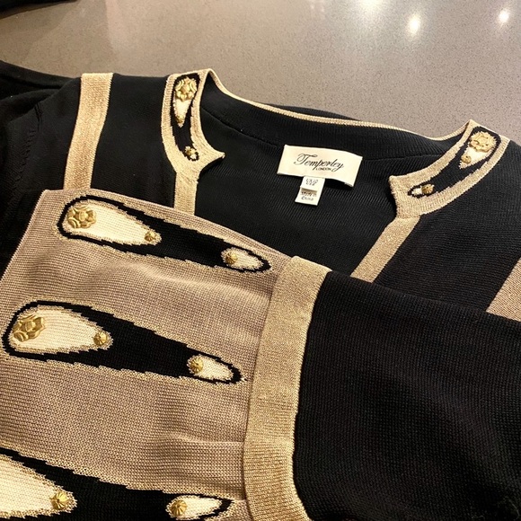 TEMPERLEY LONDON— Size 6 , Black & Gold Silk Knit Dress — GORGEOUS! 😍 - Picture 3 of 17